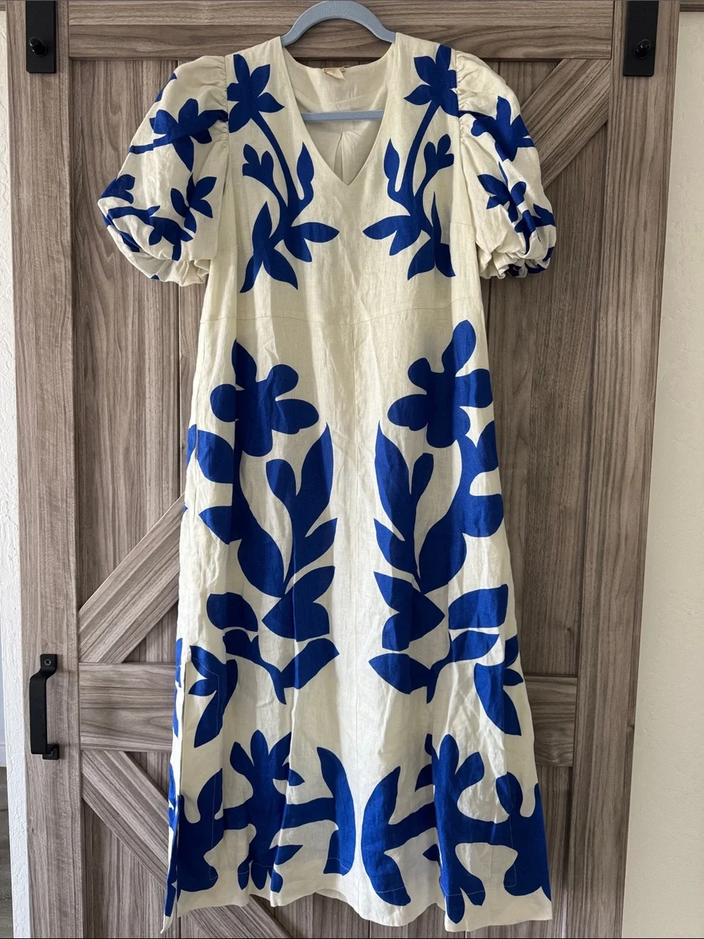Magaschoni Cream Maxi Dress with Bold Royal Blue Floral Print - Picture 1 of 1